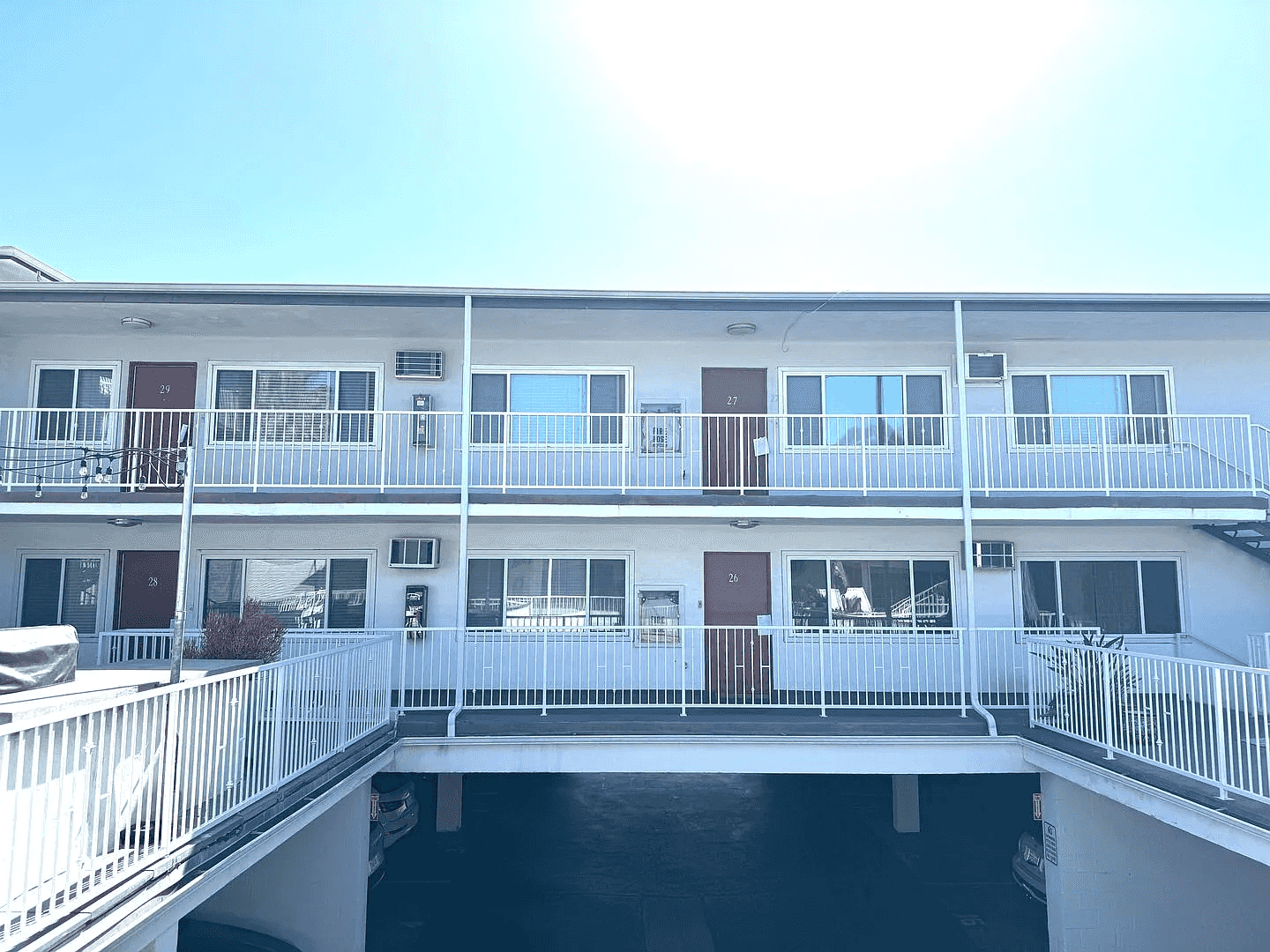 multi level exterior with gated walkways